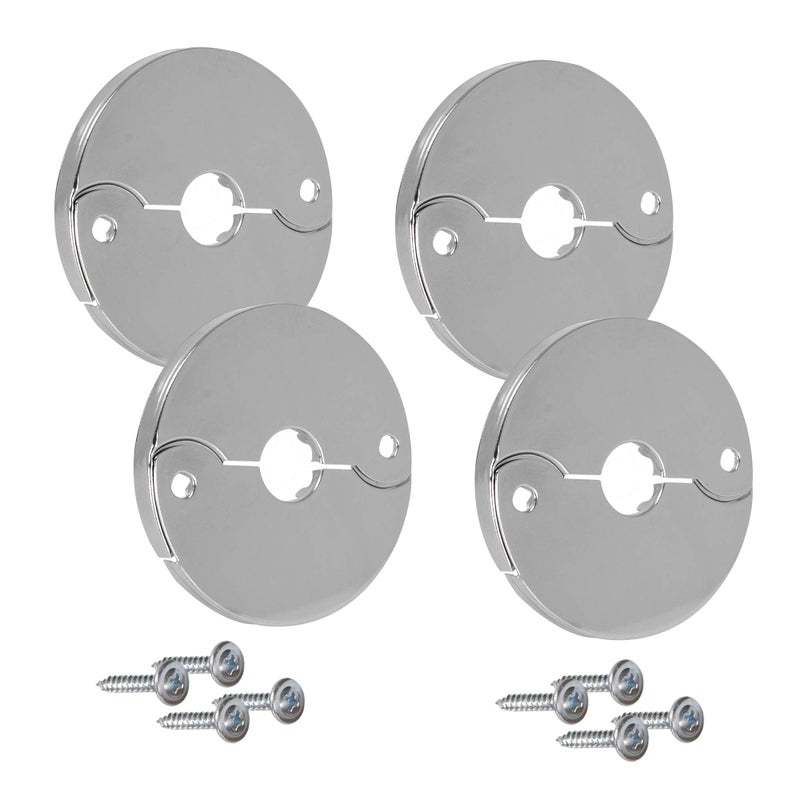 PROCURU 4-Pack 1/2-Inch CTS (5/8" OD) E3755 Hinged Split Escutcheons, Chrome Pipe Cover Plates with Screws, for 1/2" Copper, PEX Pipe - Image 1